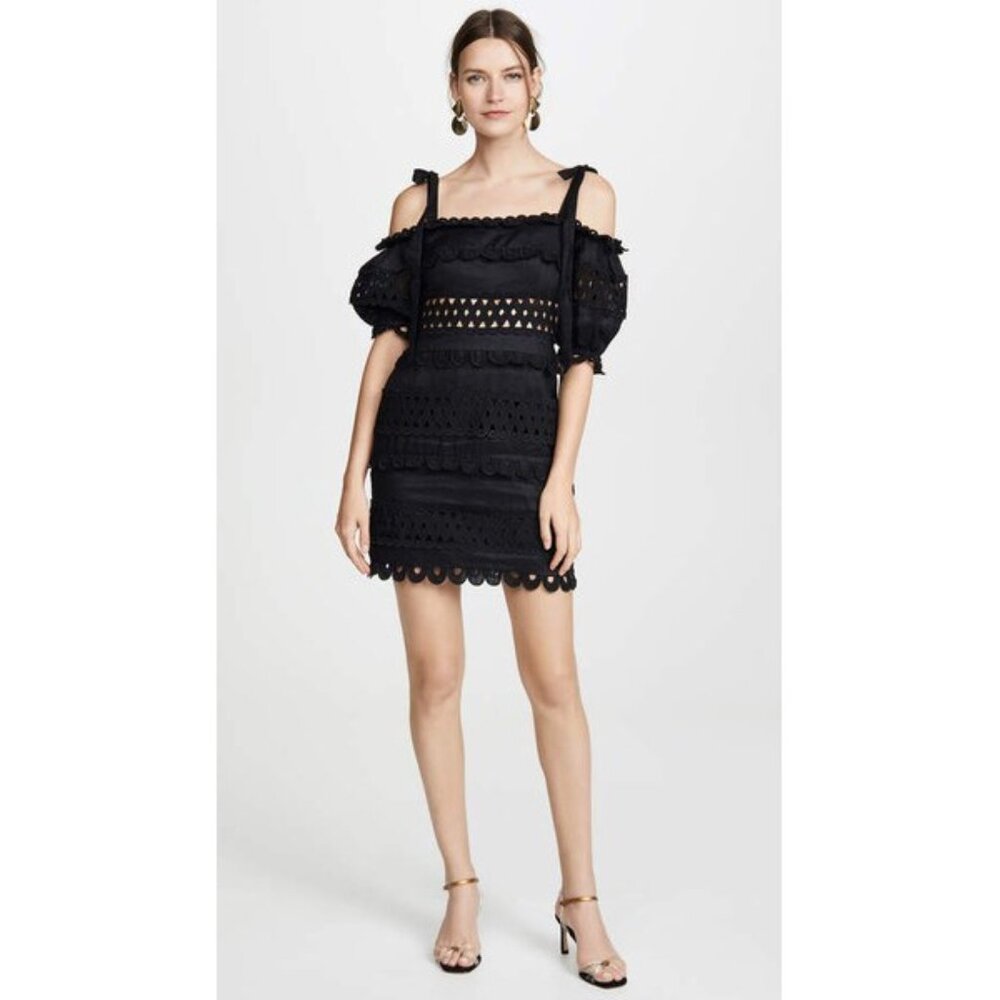 Zimmermann black Verity off shoulder lace dress